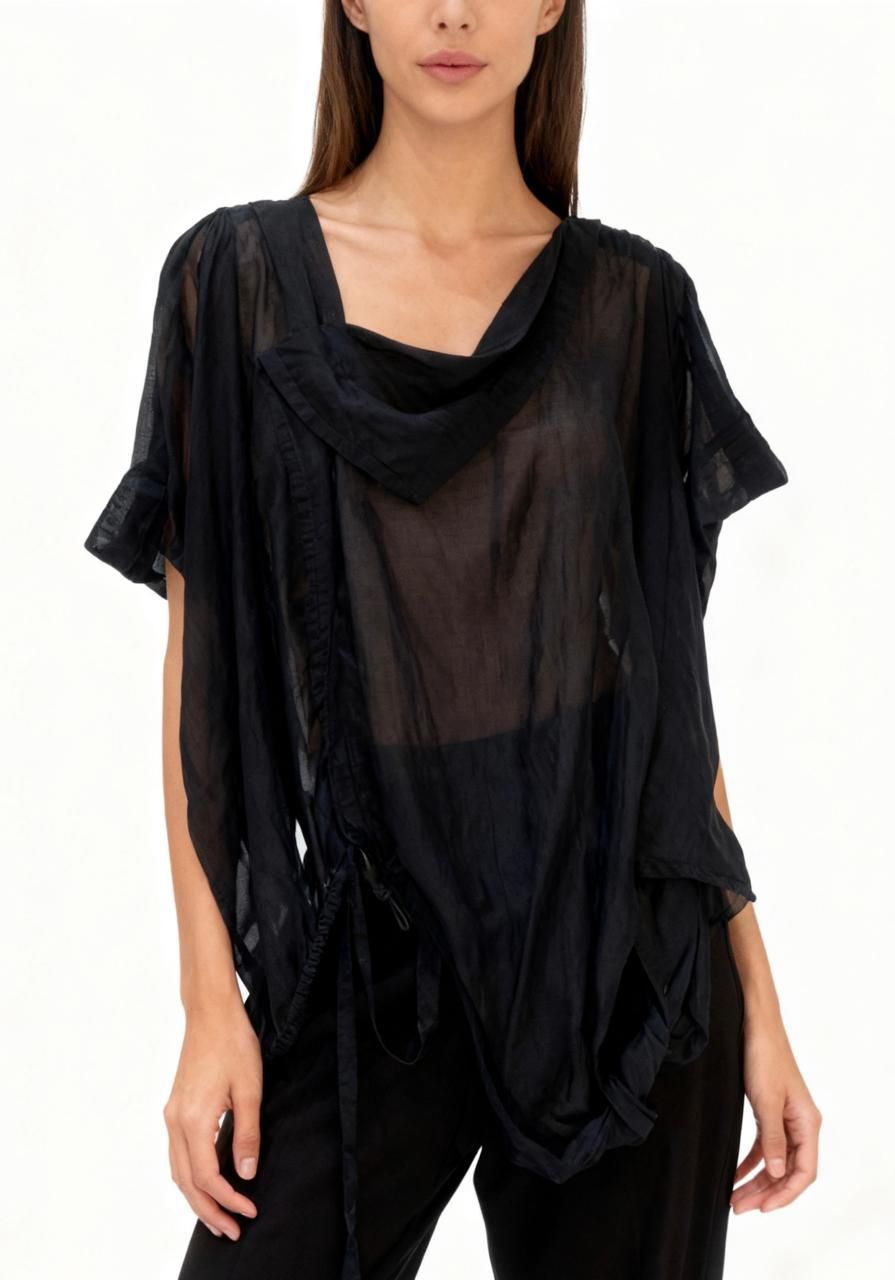 Sheer Architectural Drape Blouse