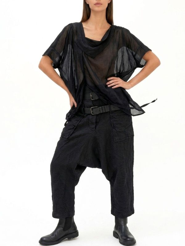 Sheer Architectural Drape Blouse