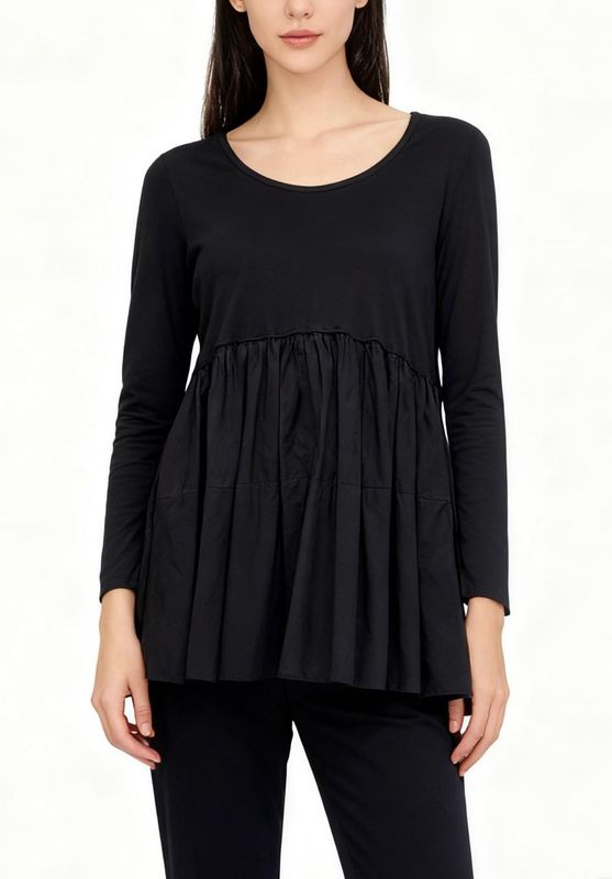 Mixed-Media Peplum Tunic