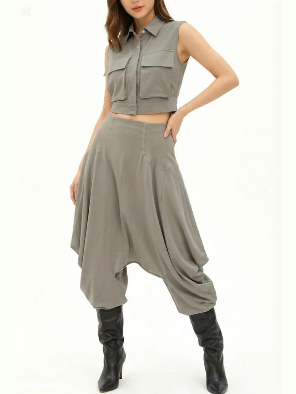 Sculptural Drape Harem Trouser