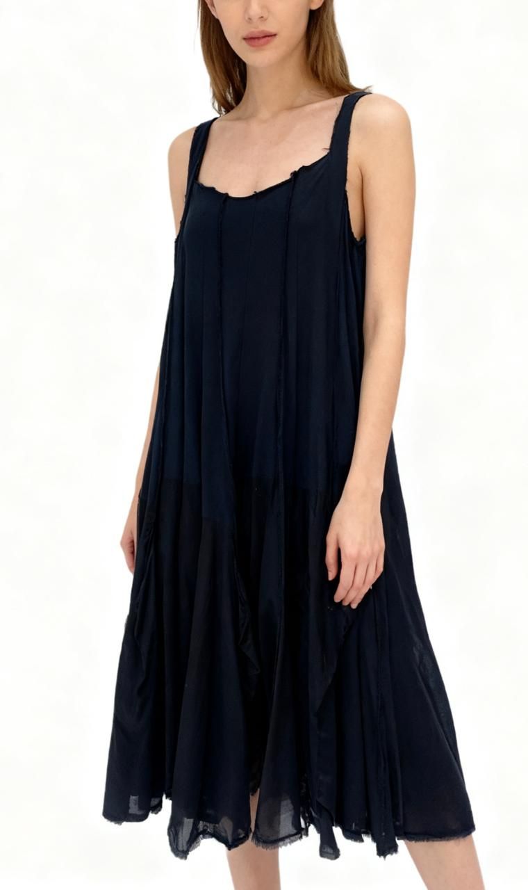 Raw-Edge Panelled Trapeze Dress