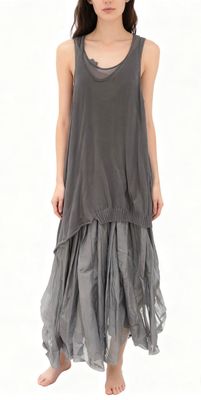 Mixed-Media Layered Balloon Dress