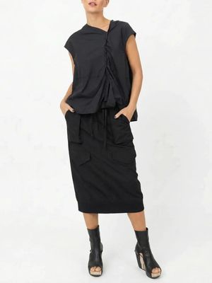 Ruched Asymmetric Poplin Shell