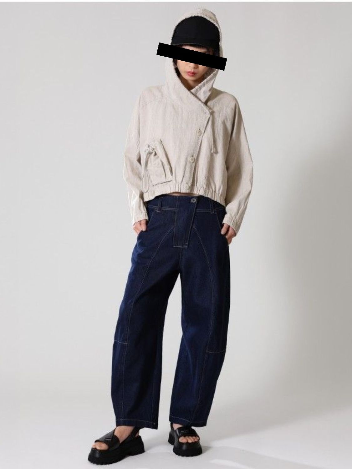 Asymmetric Hooded Linen Utility Jacket