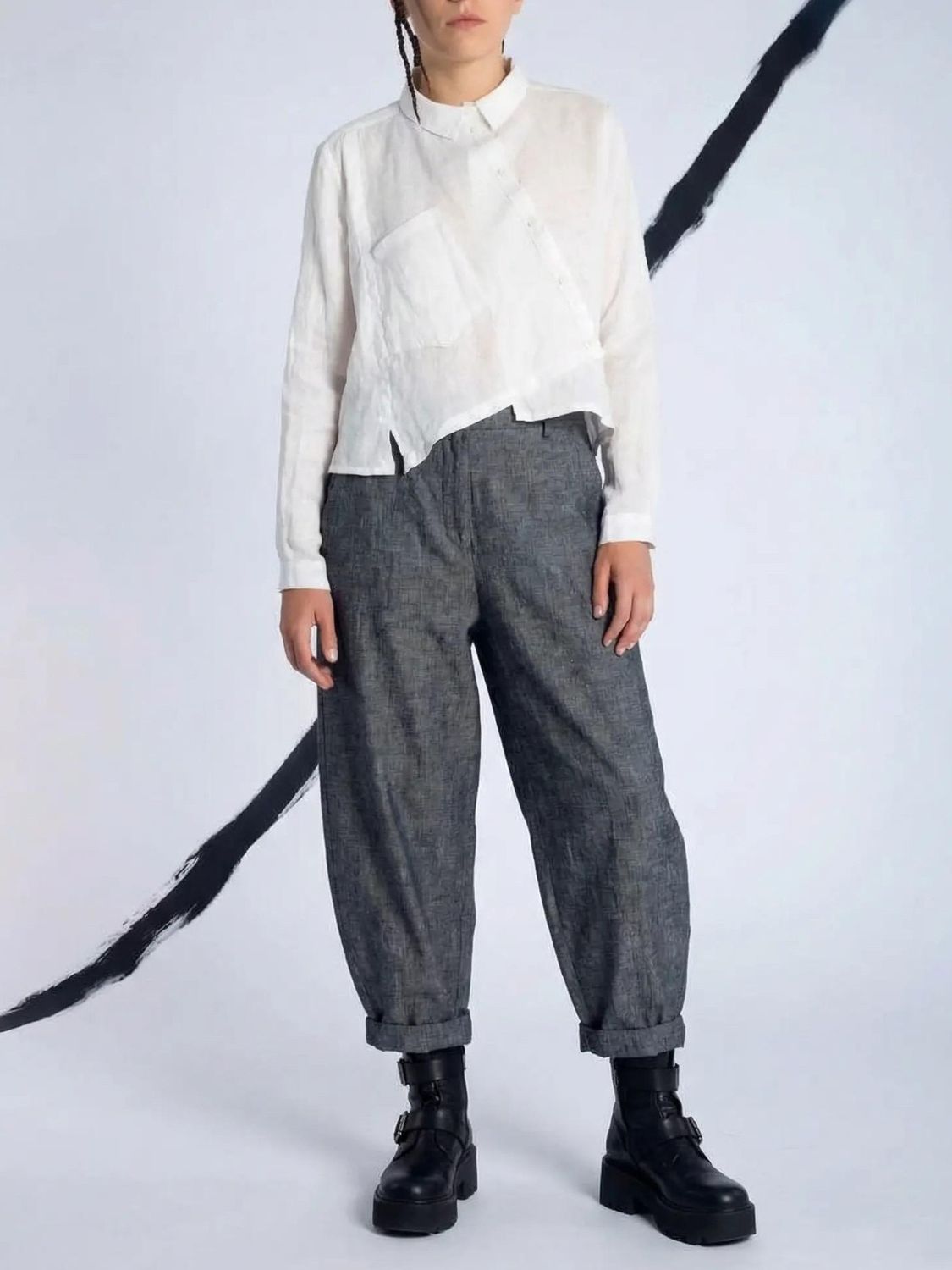 Asymmetric Origami Linen Shirt