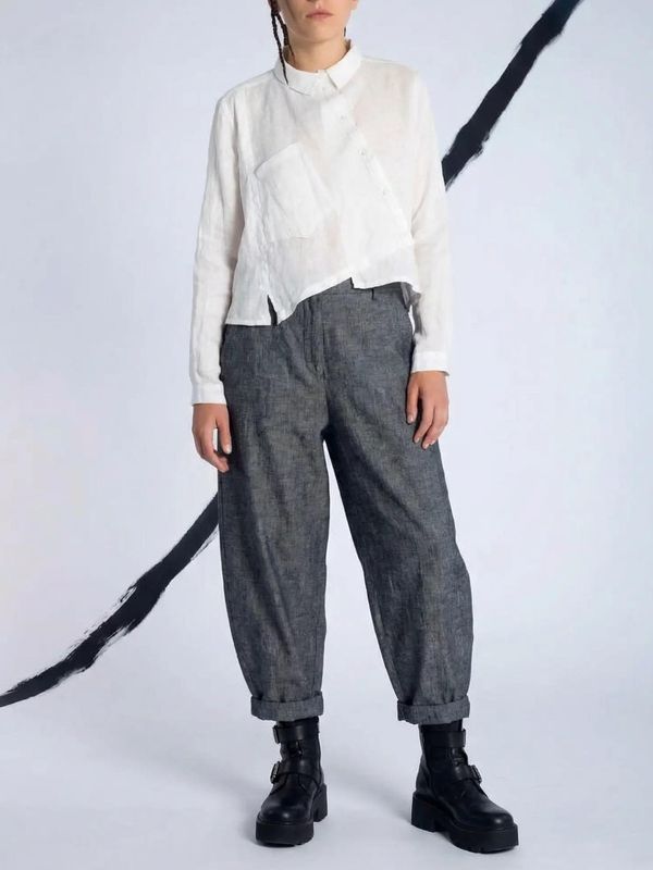 Asymmetric Origami Linen Shirt