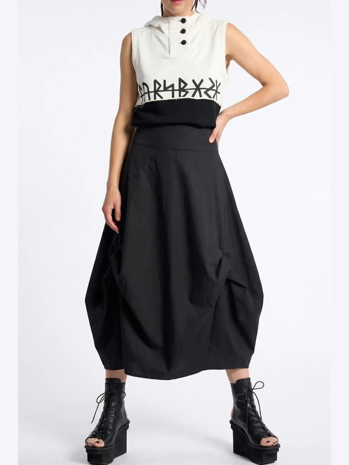 Deconstructed Graphic Hooded Vest