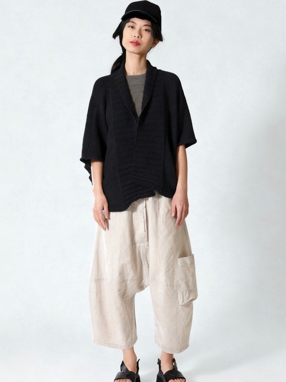Sculptural Drop-Crotch Drawstring Trouser