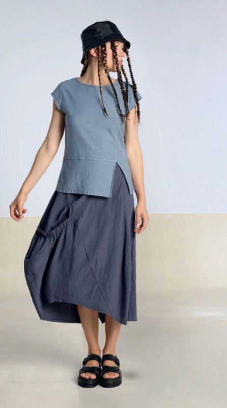 Geometric Accordion Midi Skirt