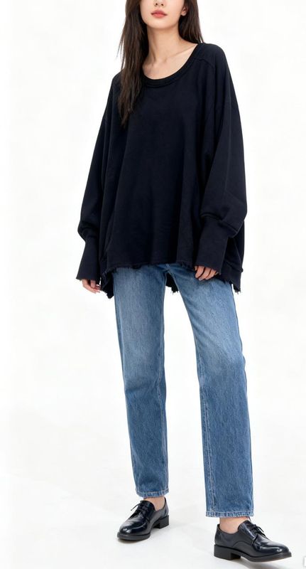 Deconstructed Oversized Trapeze Sweatshirt
