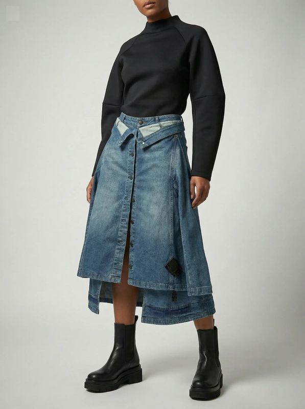 Modular 2-Way Denim Shirt-Skirt.