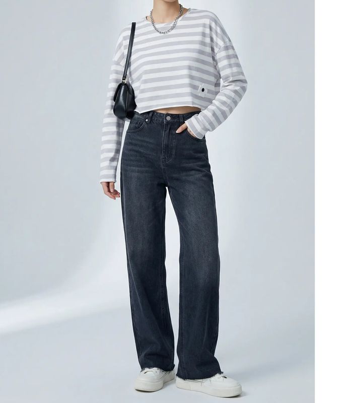 Asymmetric Striped "Linear" Crop Top