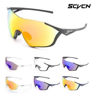 SCVCN® Gepolariseerde fietsbril met gouden glazen en zwart frame - wielrennen, fietsen en mountainbike - outdoor sportbril - vergelijkbaar met Oakley Sutro zonnebril