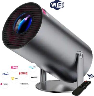 Mini beamerset inclusief 84inch doek - Mini projector - Home Theater Set - Met bluetooth en WiFi 6 technologie android11 besturingssysteem - Zwart