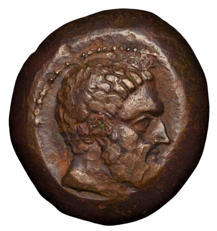 BAKTRIA Greco-Baktrian Kingdom, Euthydemos I Theos Megas Æ Aï Khanoum Mint Attractive