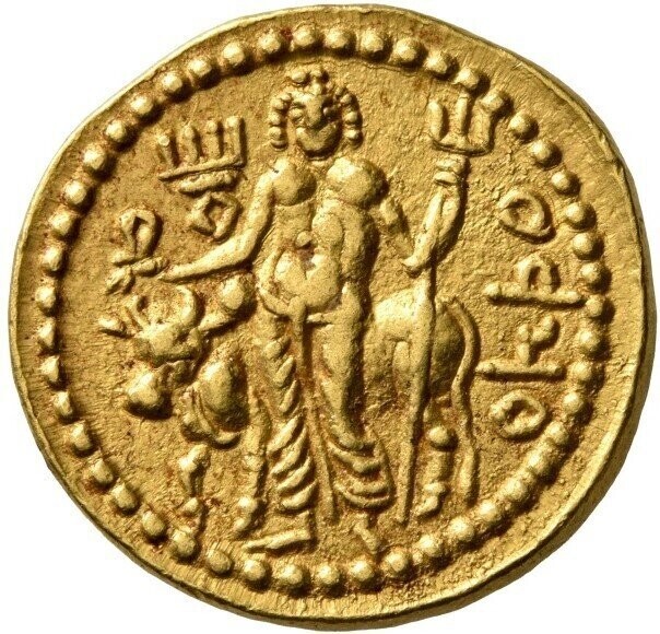 ANCIENT KUSHAN EMPIRE Vasudeva I, circa 192-225. Gold Dinar, main mint in Baktria