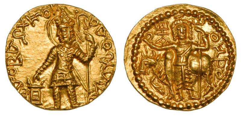 Kushan Empire: Vasu Deva I, circa 191-230 AD, AV dinar. Mint: Baktria (balkh).