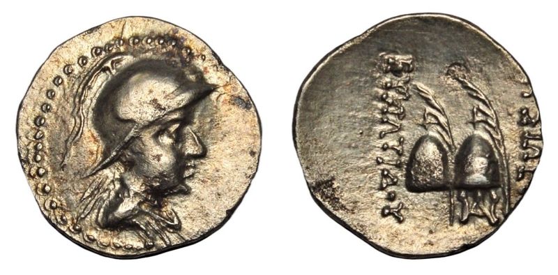 Greco-Baktrian: Eukratides I Megas. Circa 170-145 BC. AR Obol