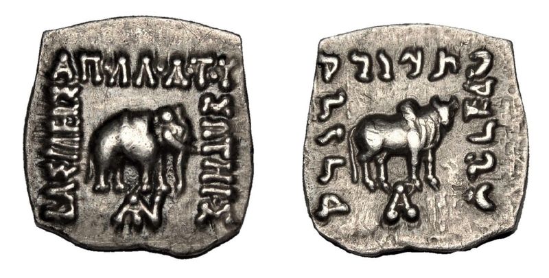Greco-Baktrian: Apollodotos I Soter. Circa 174-165 BC. AR Square Drachm