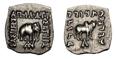 Greco-Baktrian: Apollodotos I Soter. Circa 174-165 BC. AR Square Drachm
