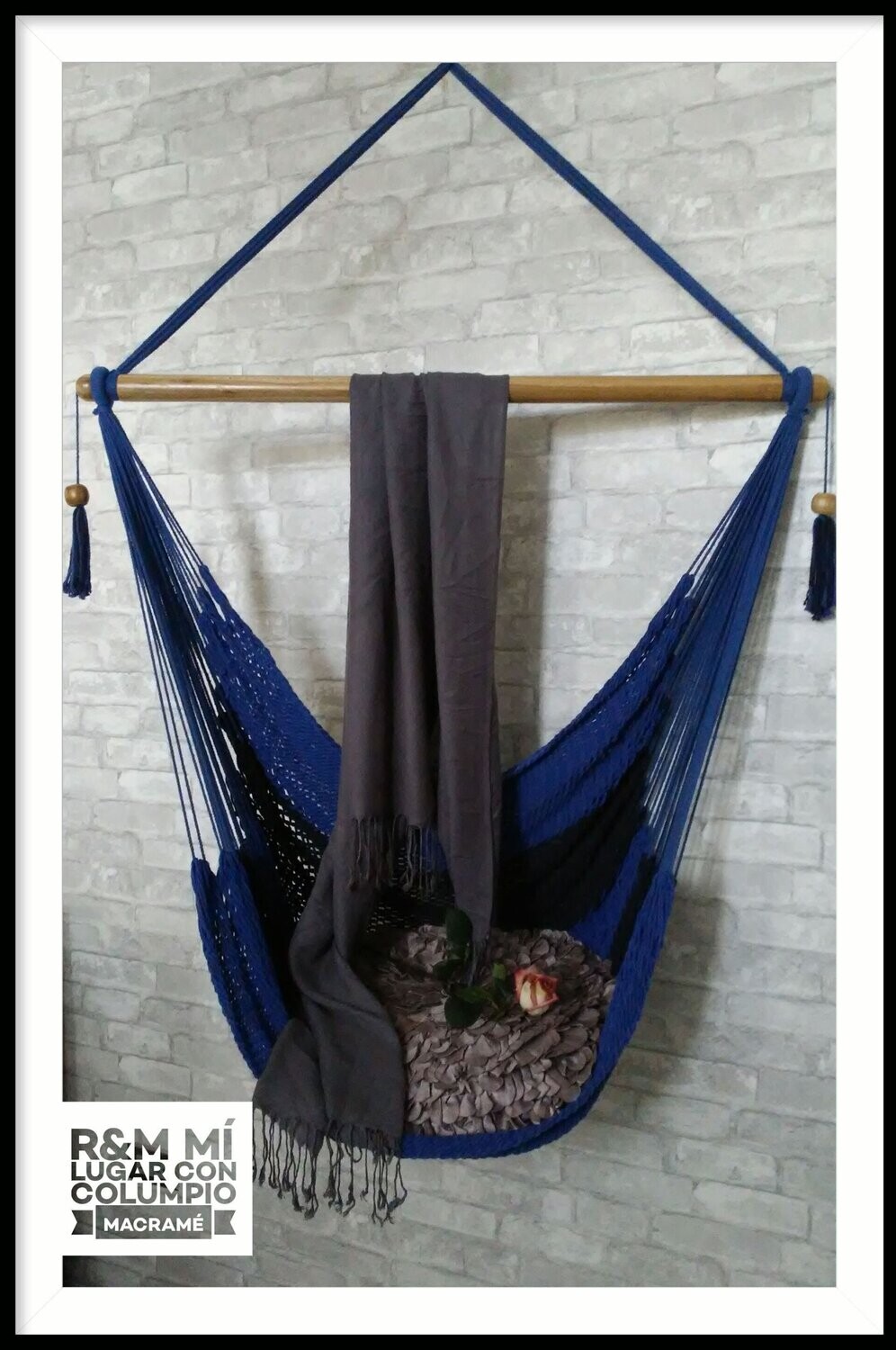 Columpio Macramé  line azúl y negro