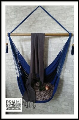 Columpio Macramé  line azúl y negro