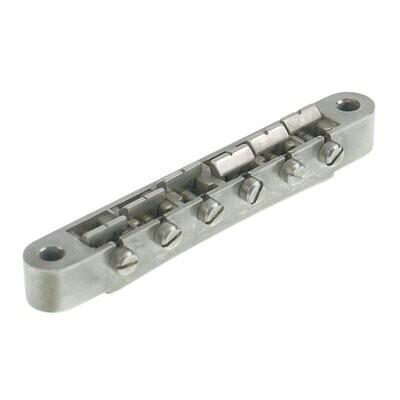 ABRN Bridge, Fits Nashv studs, Aged Nickel, Brass saddles nickel plated ABRN Bridge, Fits Nashv studs, Aged Nickel, Brass saddles nickel plated