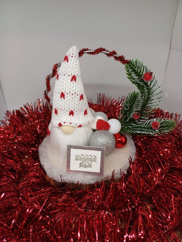 Centre de table gnome blanc et rouge