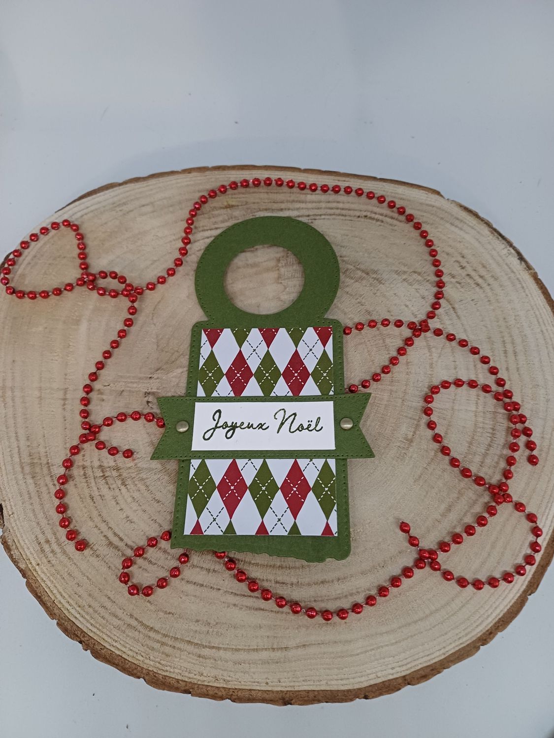 Etiquette goulot bouteille joyeux noël verte losange