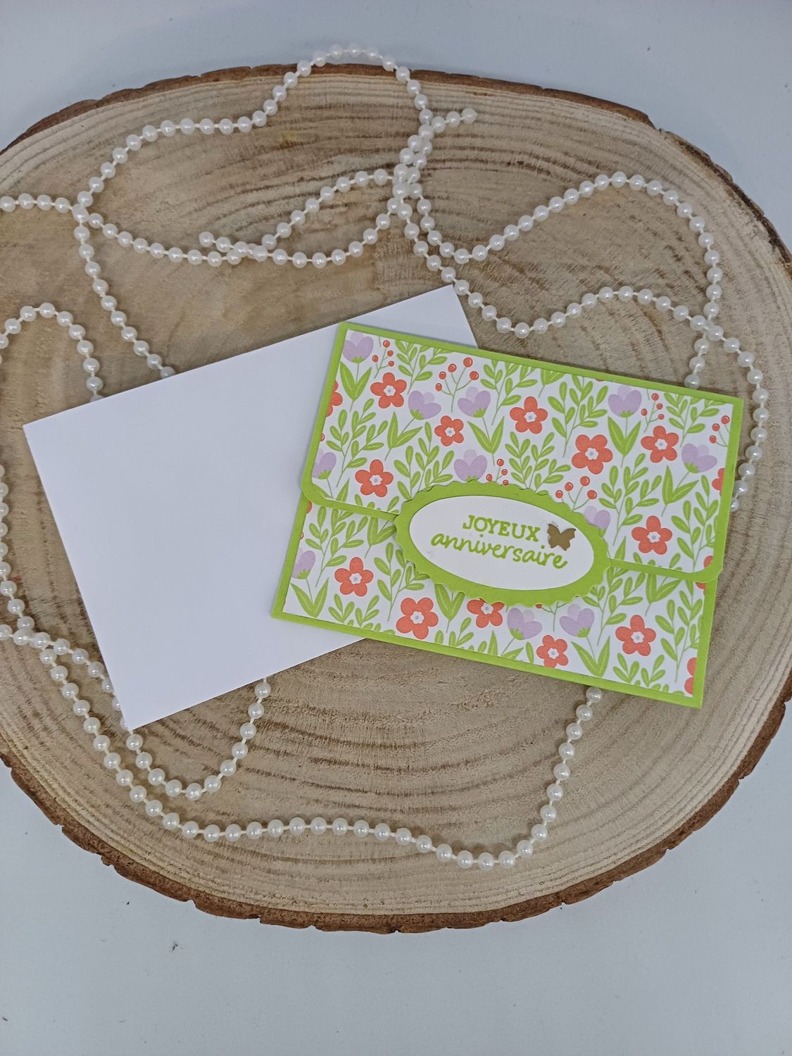 Pochette carte cadeau joyeux anniversaire verte