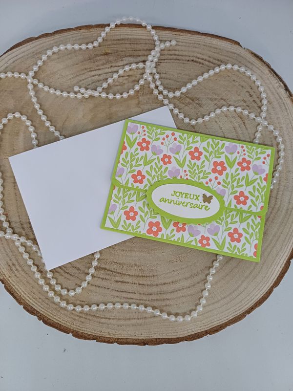 Pochette carte cadeau joyeux anniversaire verte