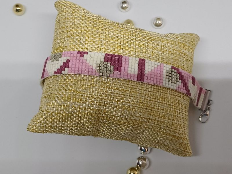 Bracelet rose crème argenté 4