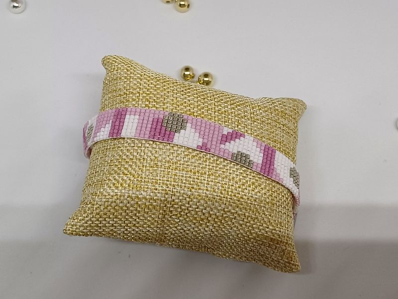 Bracelet rose blanc argenté 3
