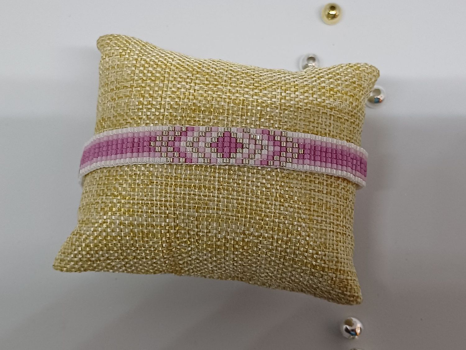 Bracelet rose blanc argenté 6