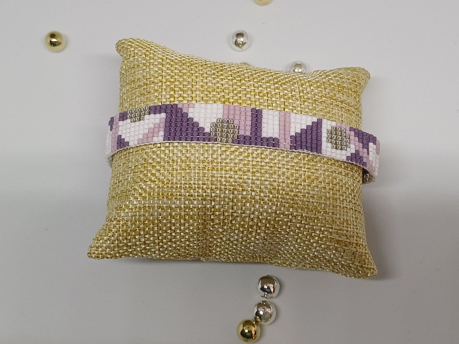 Bracelet violet blanc argenté 8