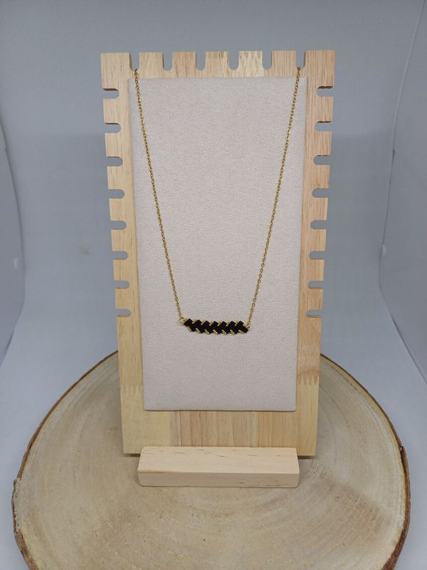 Collier perles noires mat et dorées 10