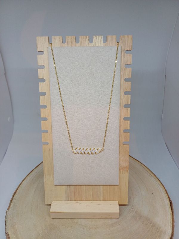 Collier  perles blanches brillantes et dorées 16