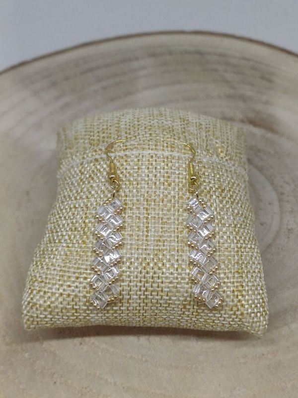 Kit 21 pour réaliser 1 paire de boucle d'oreille perles transparentes claires et dorées
