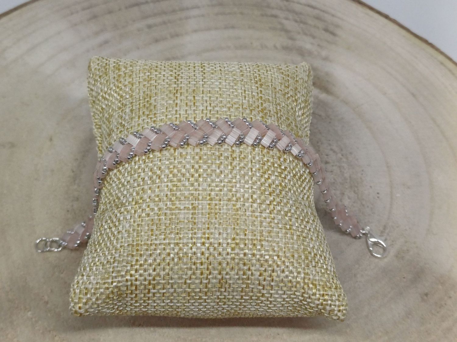 Kit 24 pour réaliser 1 bracelet perles roses pales et argentées