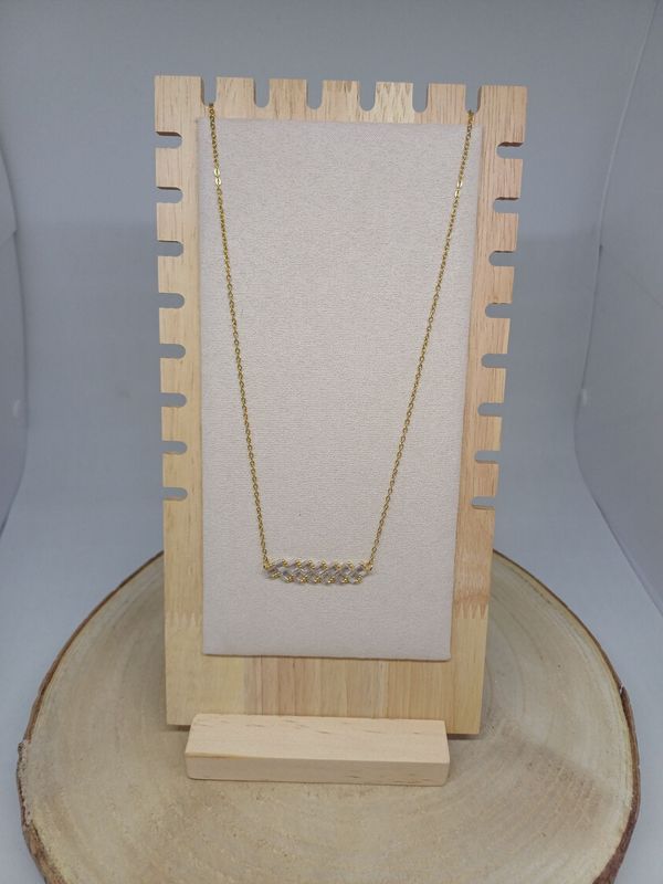 Collier perles transparentes foncées et dorées 22