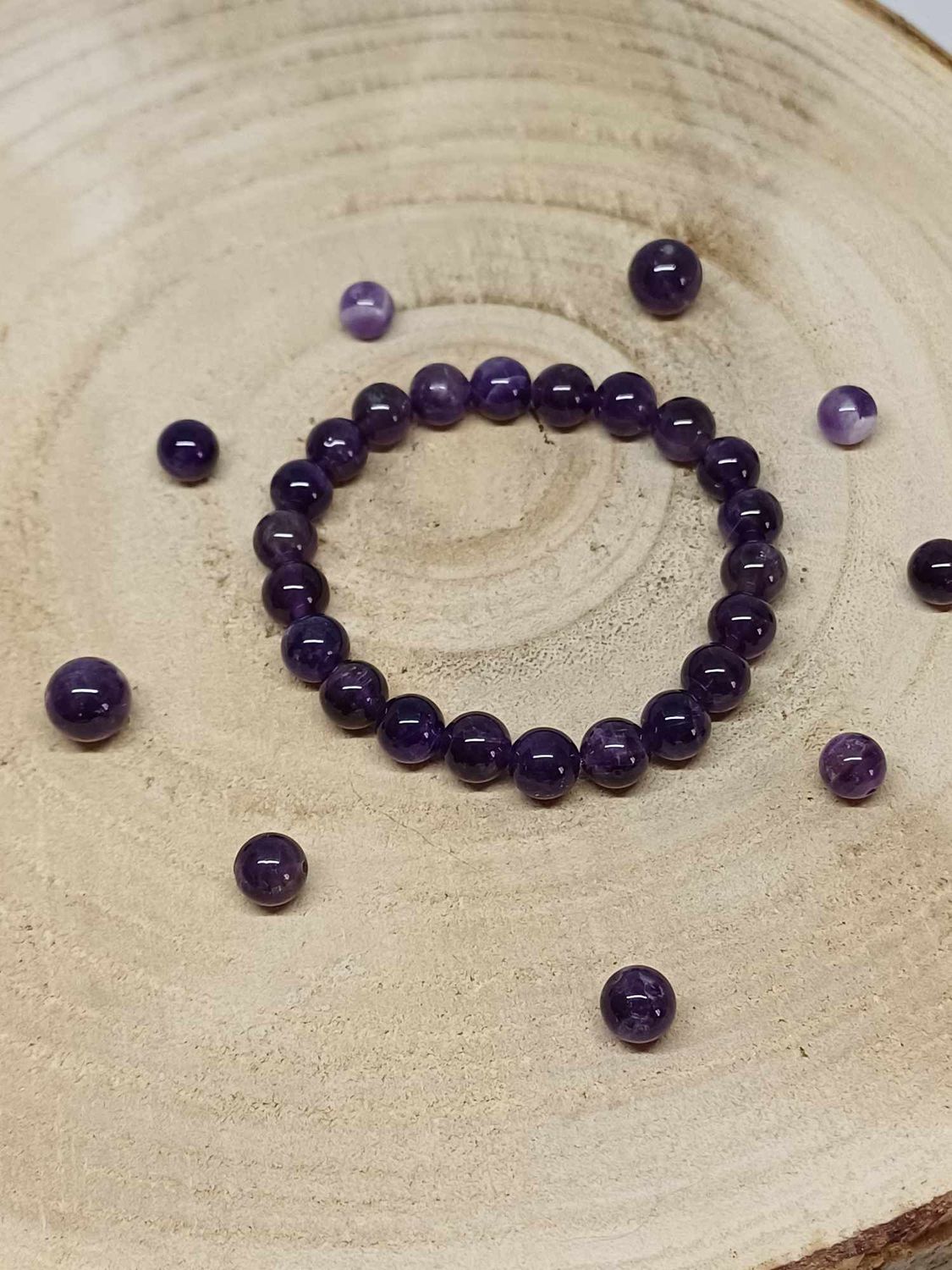 ​AMETHYSTE URUGUAY A+ ​bracelet élastique, perles 08mm, dimension 18cm