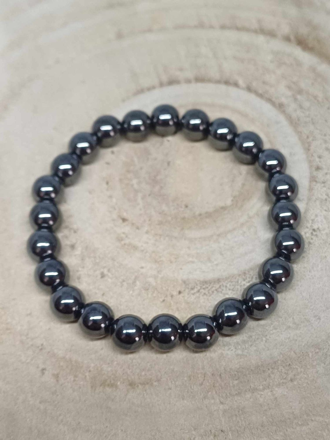 HEMATITE AB  ​bracelet élastique, perles 08mm, dimension 18cm