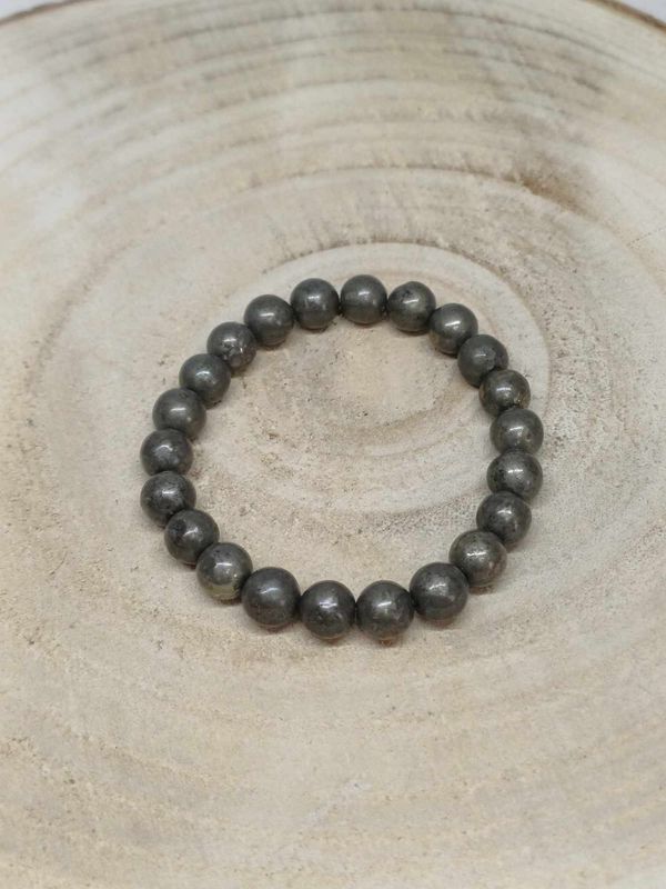 PYRITE A  bracelet élastique, perles 08mm, dimension 18cm