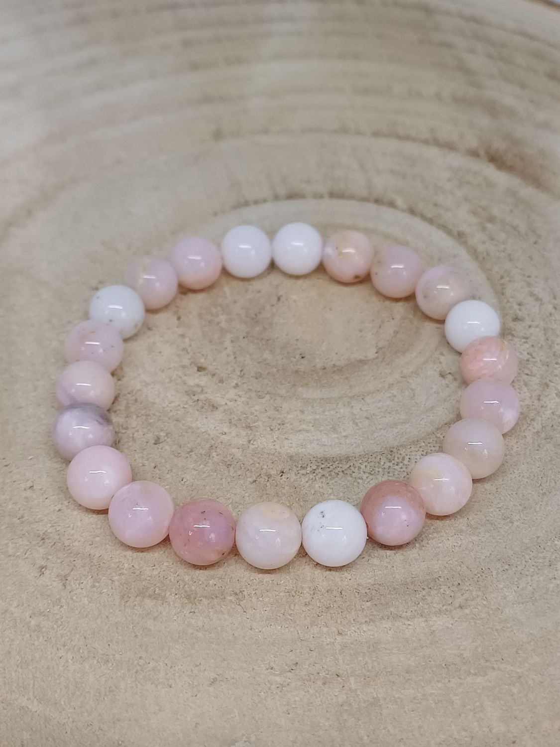 OPALE ROSE ​​​bracelet élastique, perles 08mm, dimension 18cm