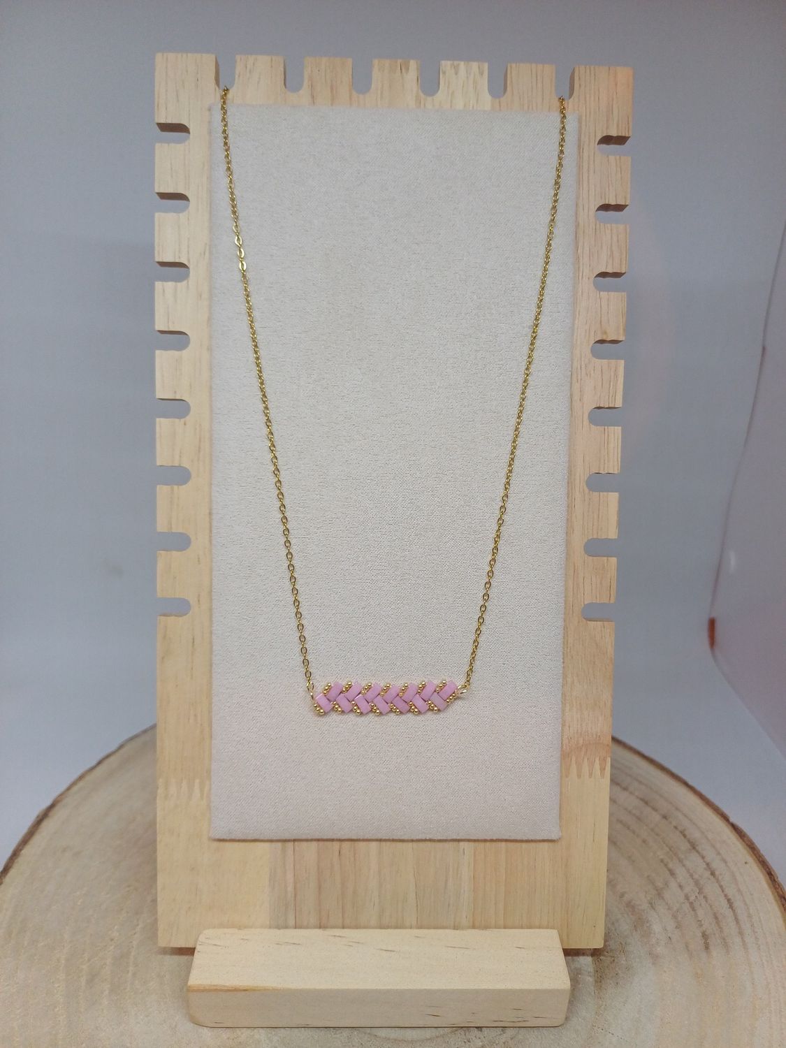 Collier perles roses​​ et dorées 50