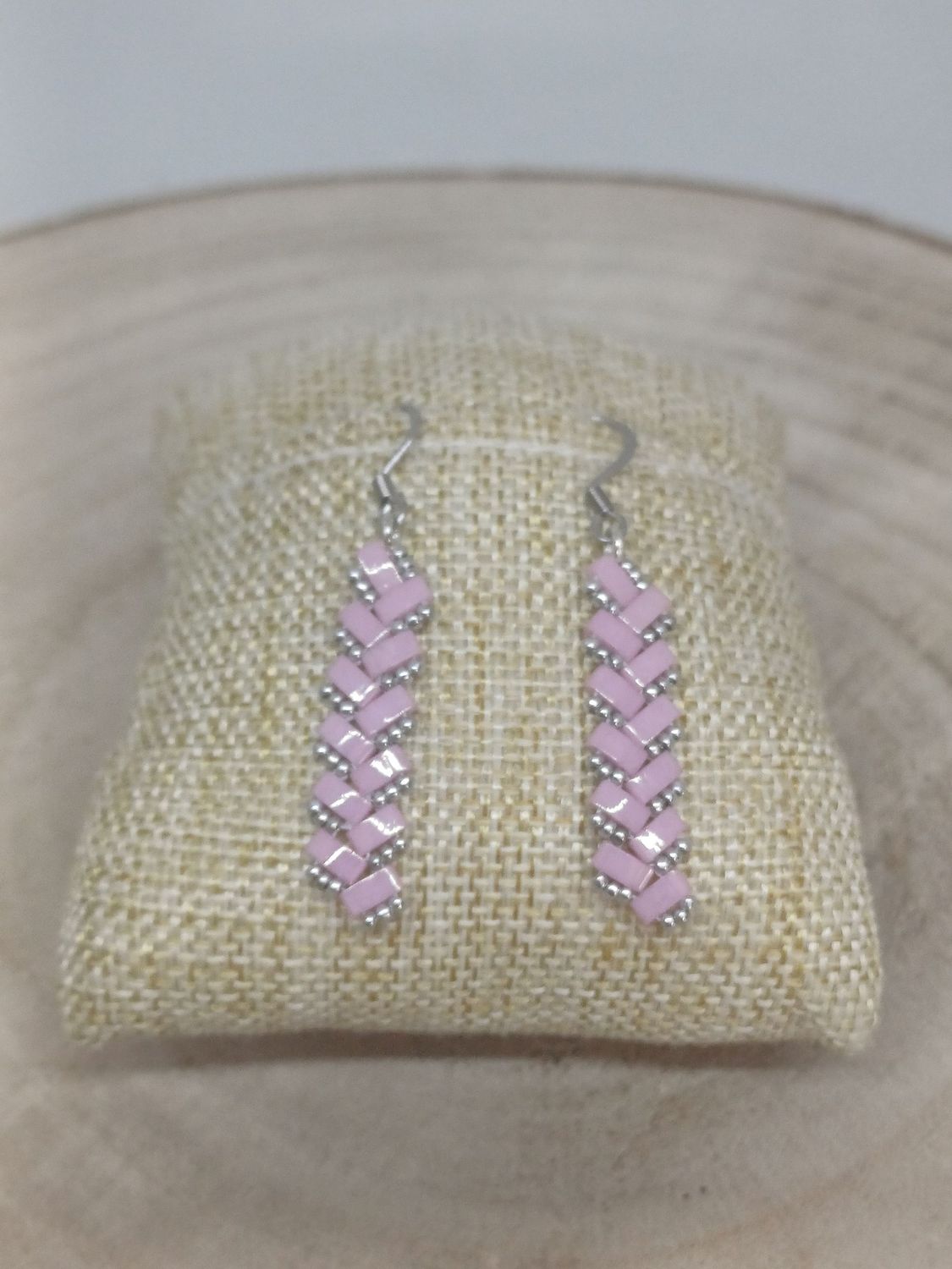 Boucles d'oreilles perles roses et argentées 51 Boucles d'oreilles perles roses et argentées 51