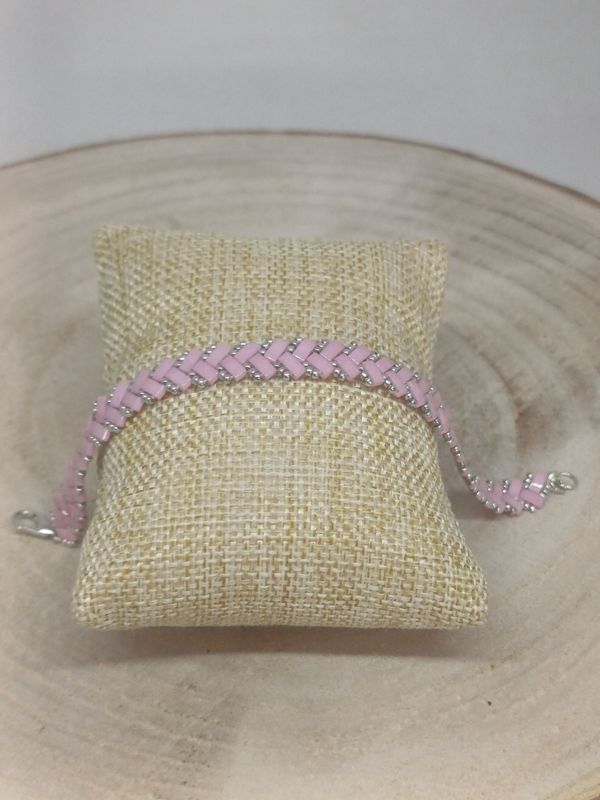 Kit 51 pour réaliser 1 bracelet  perles roses et argentées
