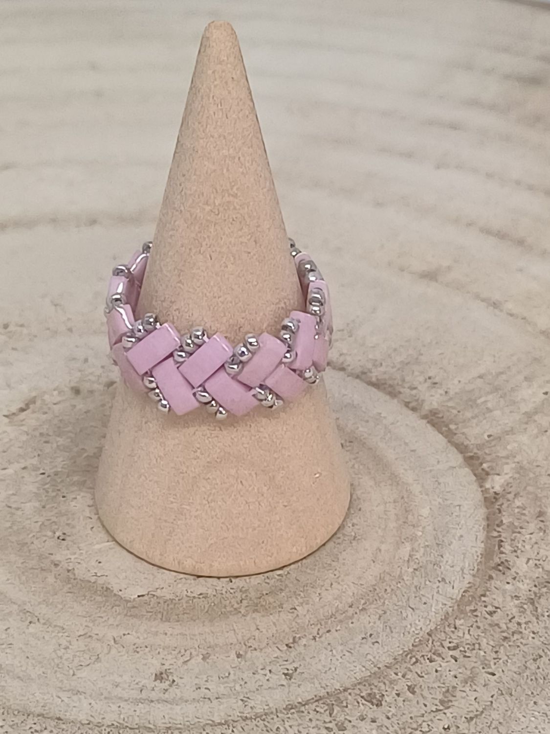 Bague chevron roses et argentées 51 Bague chevron roses et argentées 51