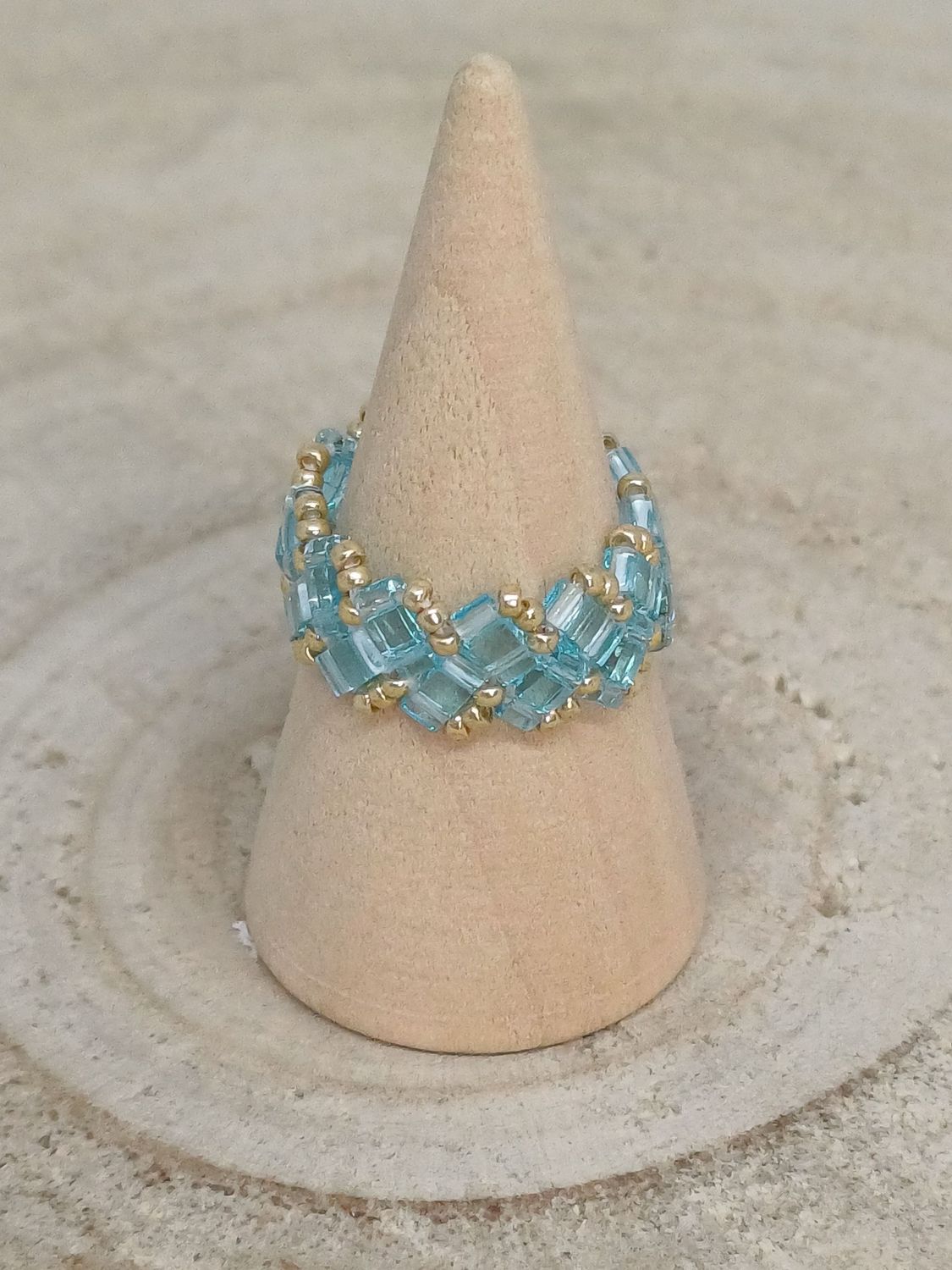 Bague chevron bleues et dorées 54 Bague chevron bleues et dorées 54