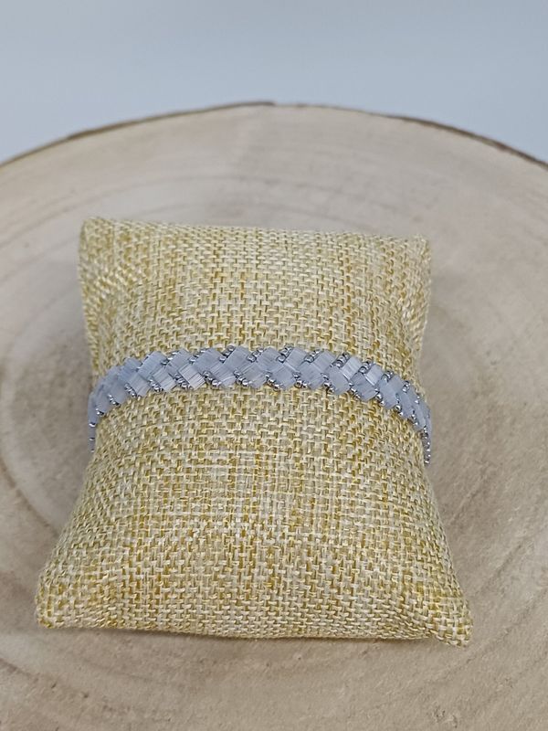 Kit 55 pour réaliser 1 bracelet  perles bleues et argentées